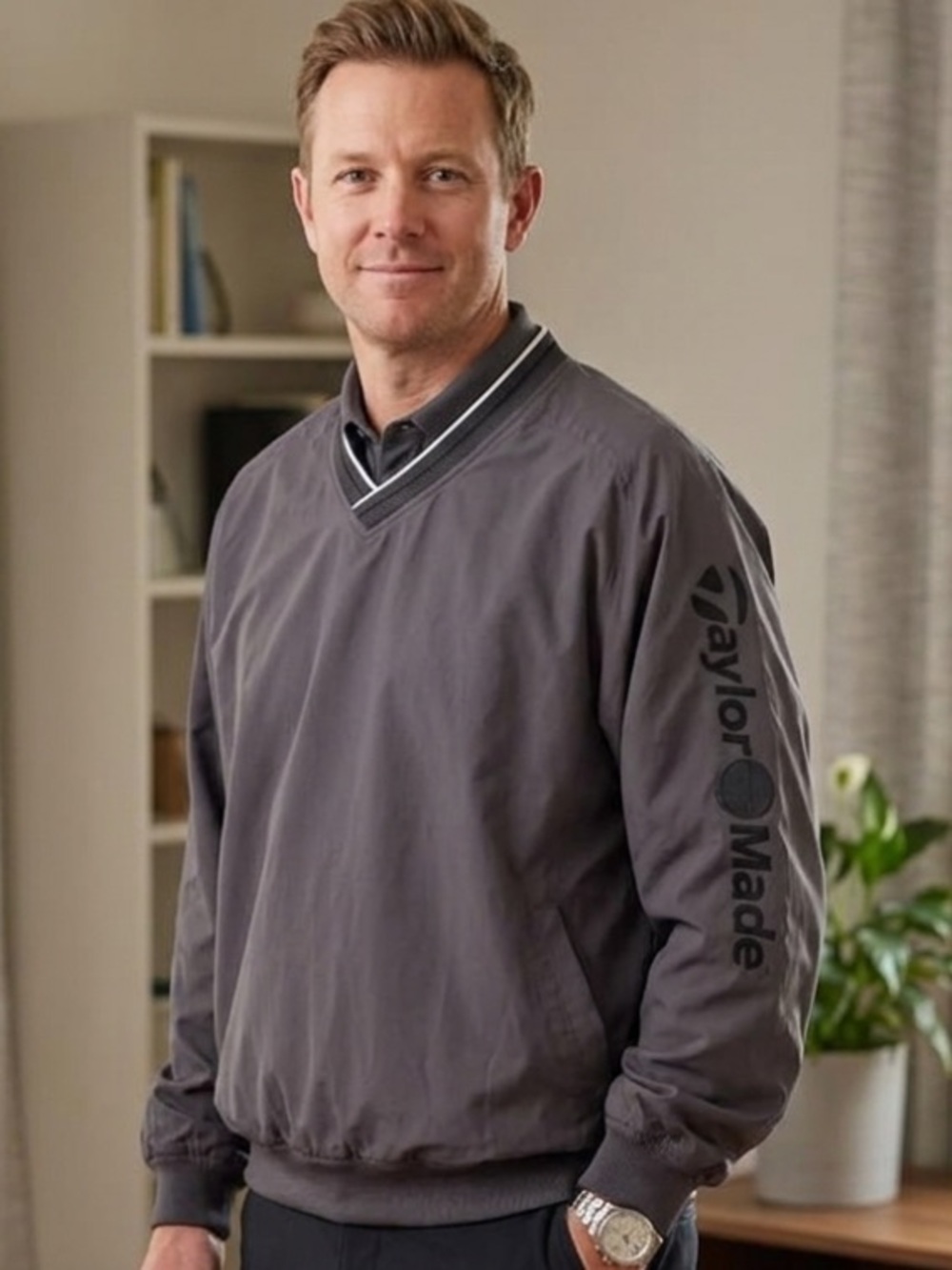 TaylorMade Gray Golf-Logo Lightweight Pullover